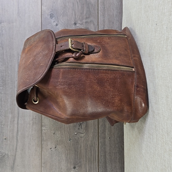 Bogner Brown Leather Backpack Travel Bag Handbag Tote - Picture 2 of 14